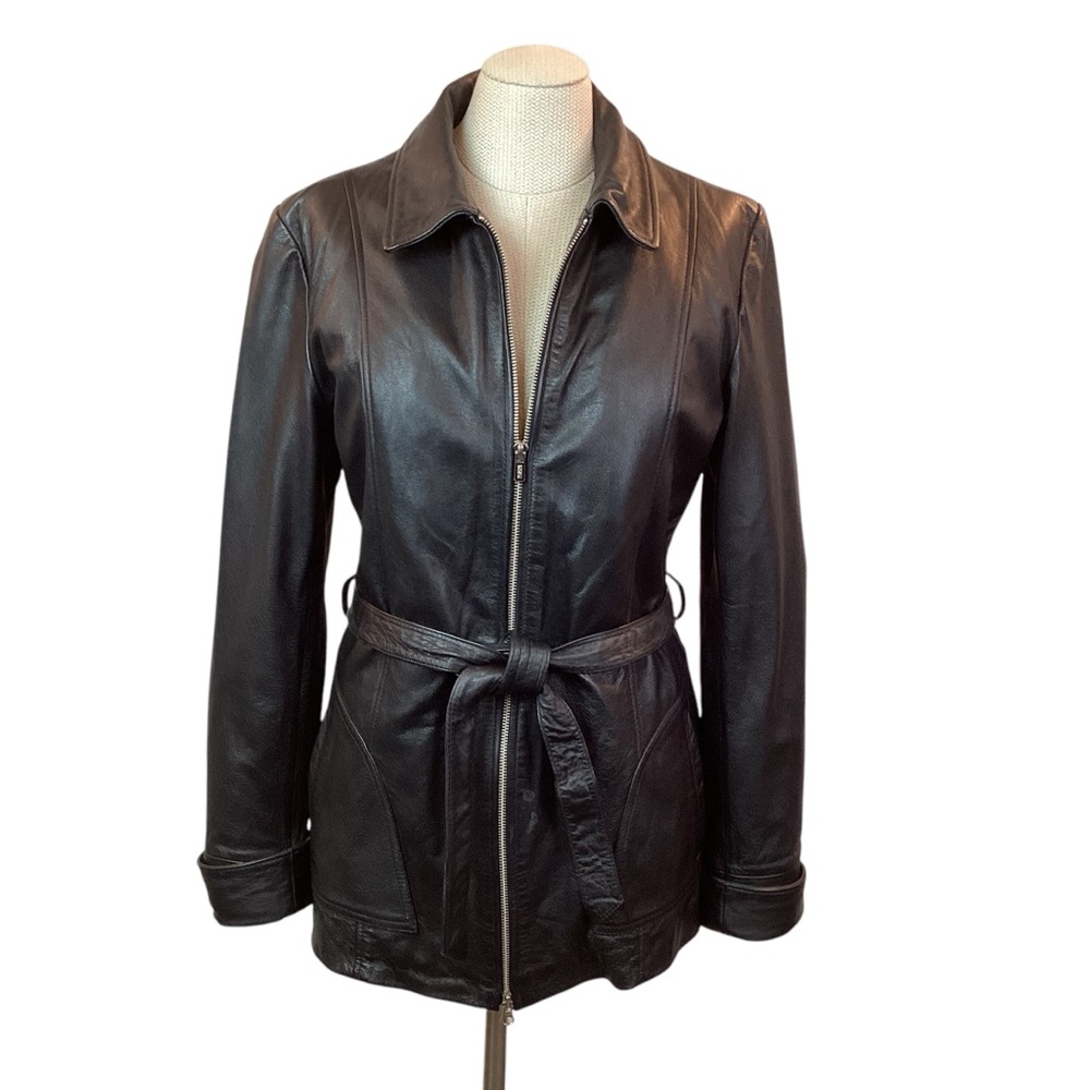 Wilson’s Leather Thinsulate Insulated Belted Leather Jacket Black - Picture 5 of 14